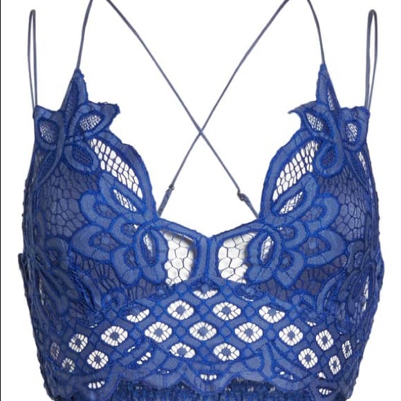 New Free People Blue Adella Lace Bralette - Picture 8 of 8